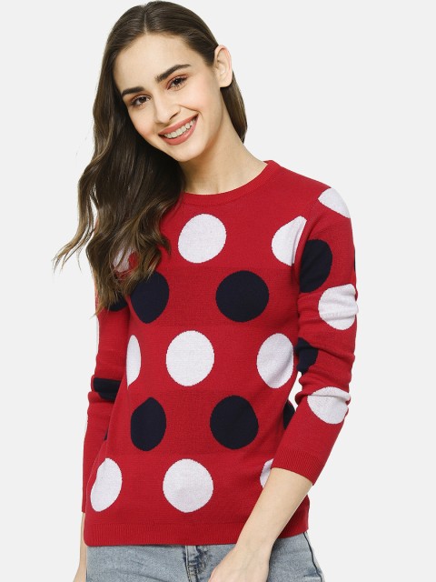 

Campus Sutra Women Red & Off-White Printed Sweatshirt