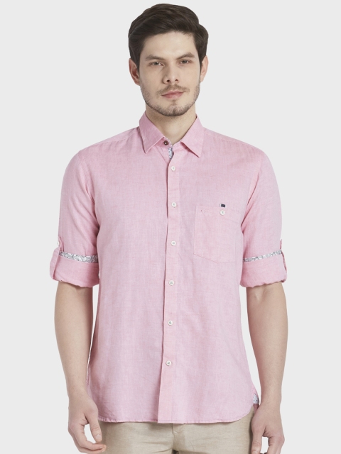 

ColorPlus Men Pink Tailored Fit Solid Casual Shirt