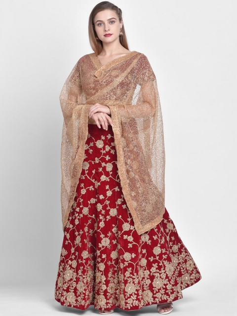 

Dupatta Bazaar Gold-Coloured Solid Shimmer Dupatta