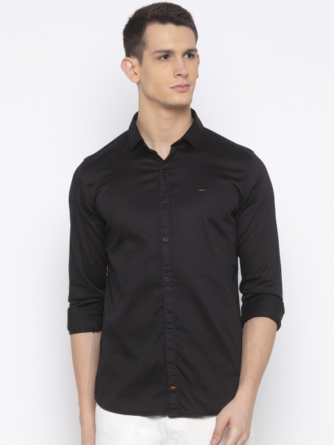 SPYKAR Men Black Slim Fit Solid Casual Shirt