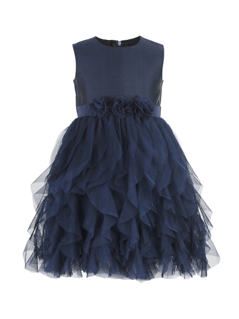

Toy Balloon kids Girls Navy Blue Solid Fit and Flare Dress