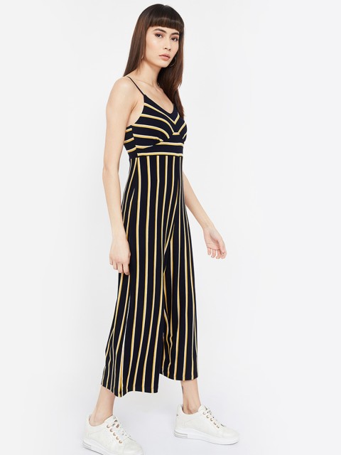 

Ginger by Lifestyle Women Navy Blue & Yellow Striped Basic Jumpsuit