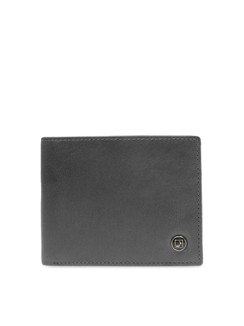 

Da Milano Men Grey Solid Two Fold Leather Wallet
