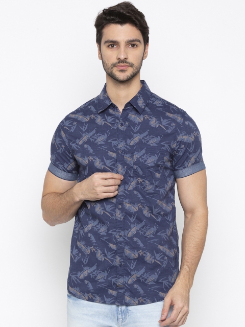 

SPYKAR Men Navy Blue Slim Fit Printed Casual Shirt