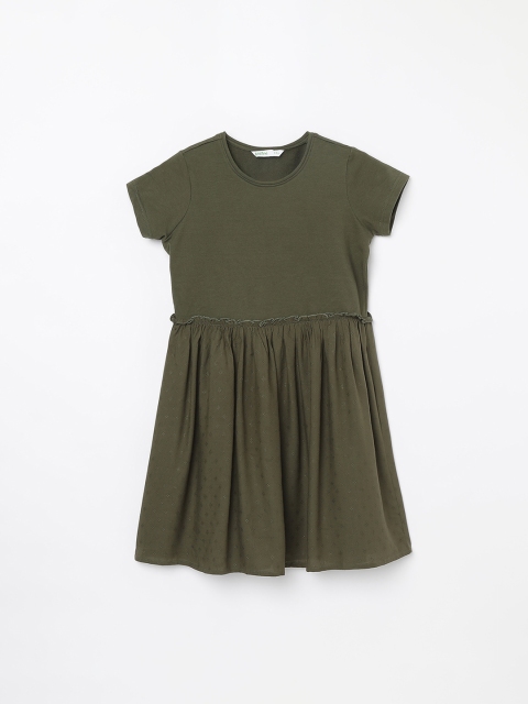 

Bossini Girls Olive Green Solid A-Line Dress