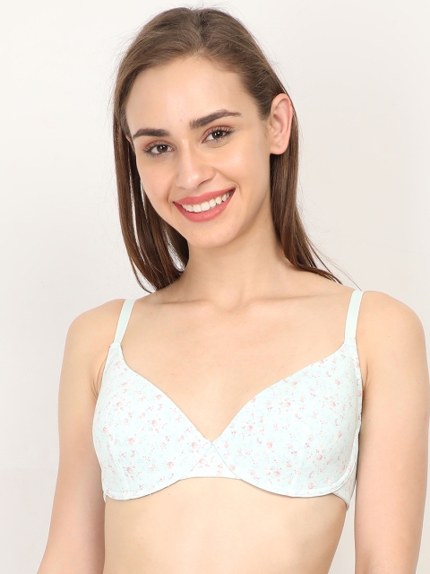 

WOMENSECRET Green Printed Non-Wired Lightly Padded Everyday Bra 5662605-Green