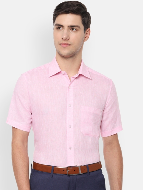 

Louis Philippe Men Pink Regular Fit Solid Linen Formal Shirt