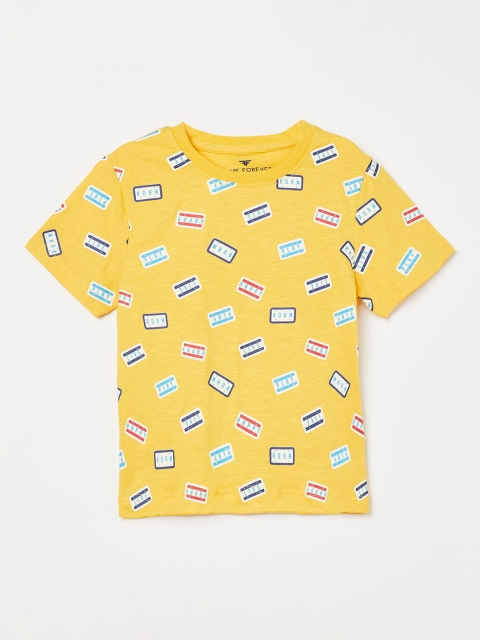 

Fame Forever by Lifestyle Boys Yellow Printed Round Neck T-shirt