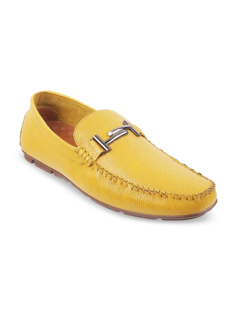 

Mochi Men Mustard Yellow Leather Driving Shoes