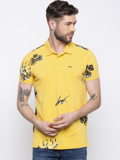 

SPYKAR Men Yellow Printed Polo Collar T-shirt
