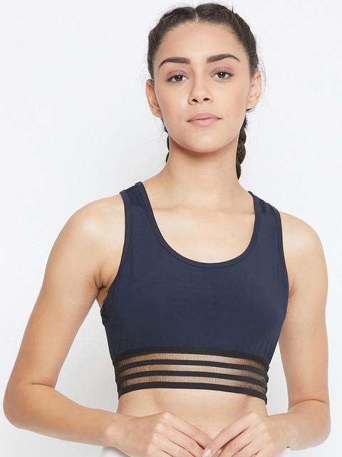 

PERFKT-U Navy Blue Solid Non-Wired Lightly Padded Sports Bra DE-5039