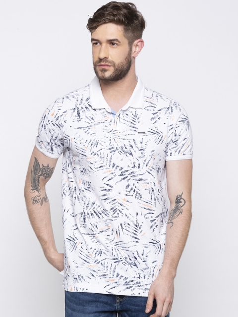 

SPYKAR Men White Printed Polo Collar T-shirt