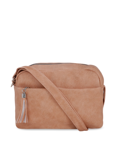 

Satchel Bags Peach-Coloured Solid Sling Bag