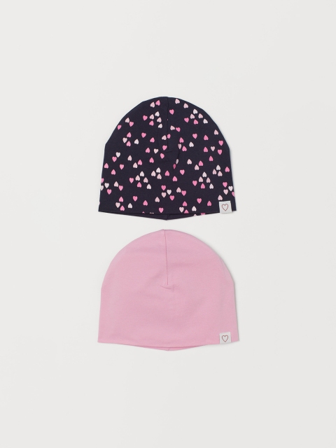 

H&M Girls 2-Pack Jersey Beanies, Blue
