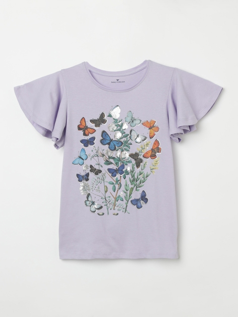 Fame Forever by Lifestyle Girls Lavender Butterfly Print Top