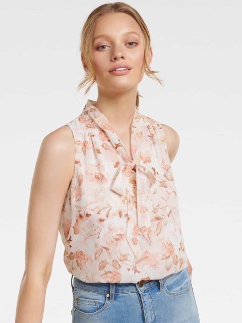 

Forever New Women Beige & White Printed Bodysuit