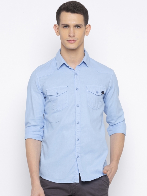 

SPYKAR Men Blue Slim Fit Solid Casual Shirt