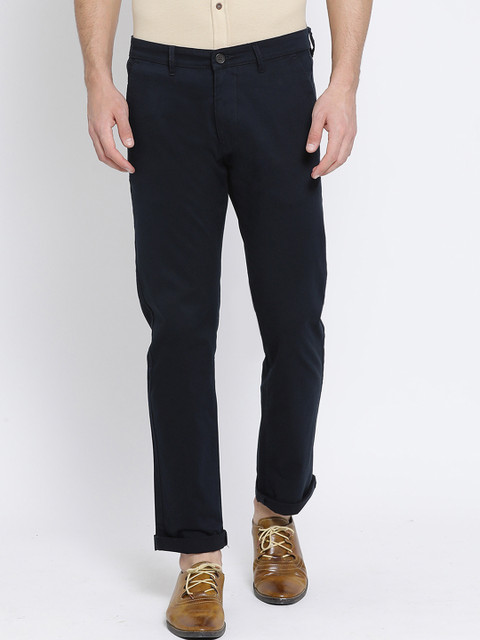 

SWISS MILITARY Men Navy Blue Regular Fit Solid Regular Trousers