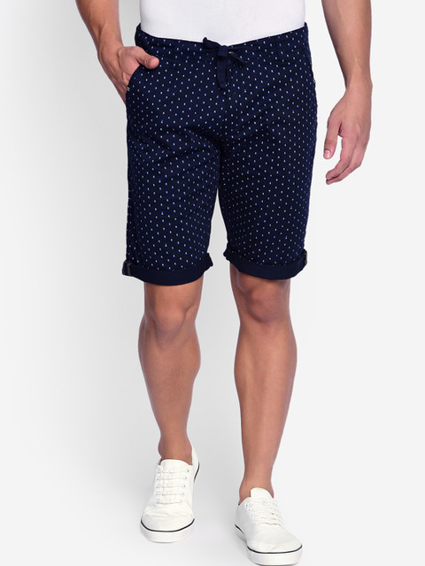 

beevee Men Navy Blue PrintedRegular Shorts