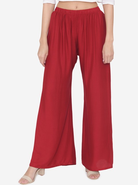 

N-Gal Women Maroon Solid Wide Leg Palazzos