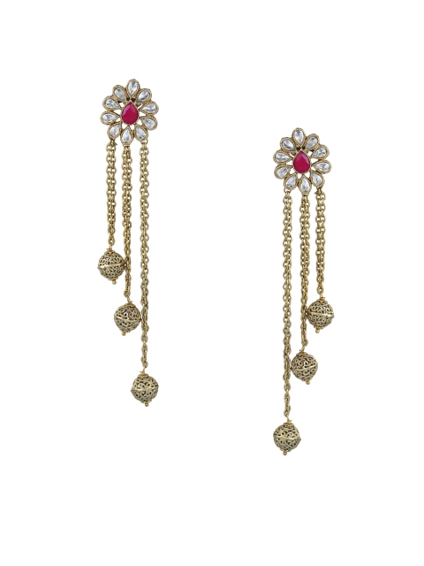 

Sia Art Jewellery Gold-Plated & Maroon Floral Drop Earrings