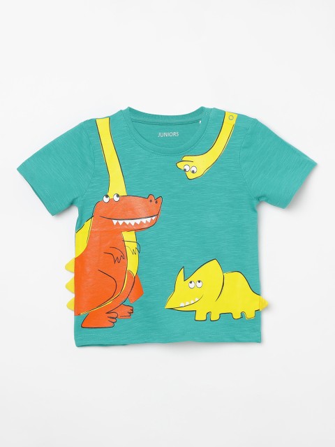 

Juniors by Lifestyle Infant Green & Yellow Printed Round Neck T-shirt