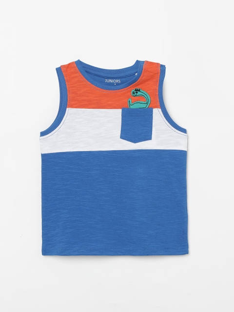 

Juniors by Lifestyle Infant Blue & White Colourblocked Round Neck T-shirt