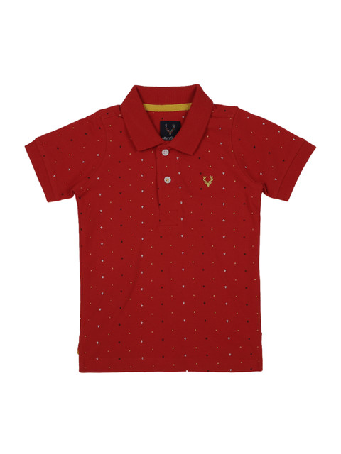 

Allen Solly Junior Boys Red Printed Polo Collar T-shirt
