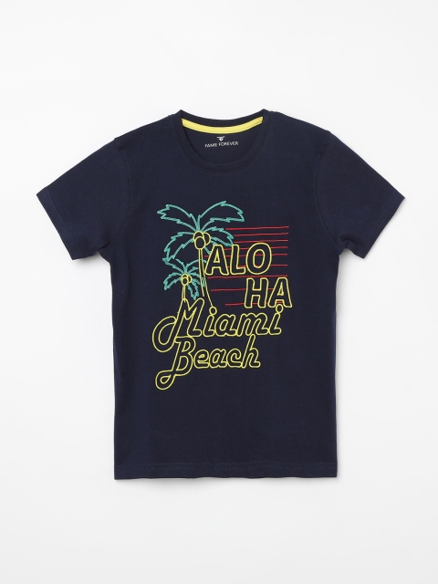 

Fame Forever by Lifestyle Boys Navy Blue Printed Round Neck T-shirt