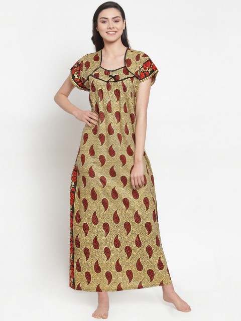 

Secret Wish Mustard Yellow Printed Nightdress NT-E194-793