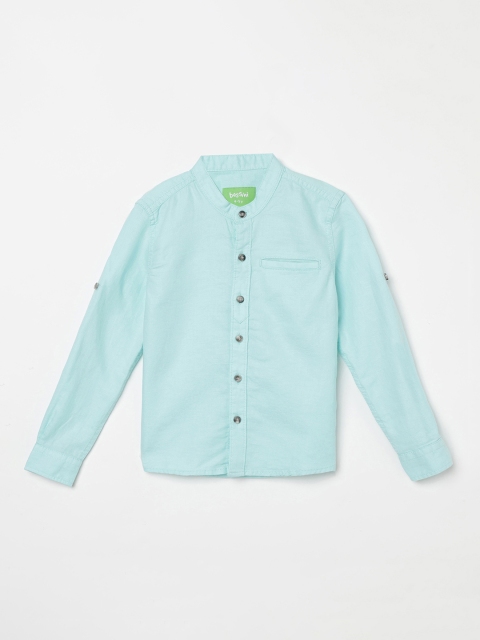 

Bossini Boys Turquoise Blue Regular Fit Solid Casual Shirt