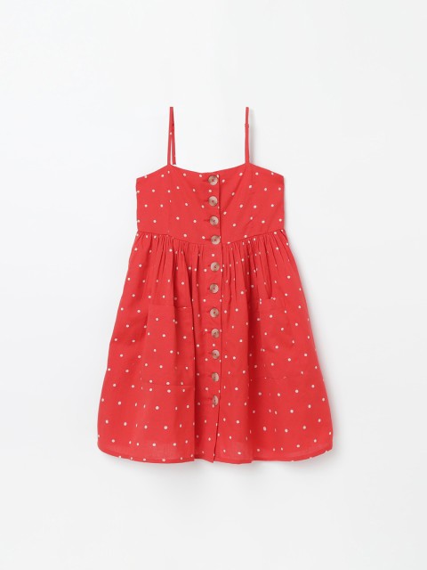 

Fame Forever by Lifestyle Girls Red Polka Dots Printed Empire Dress