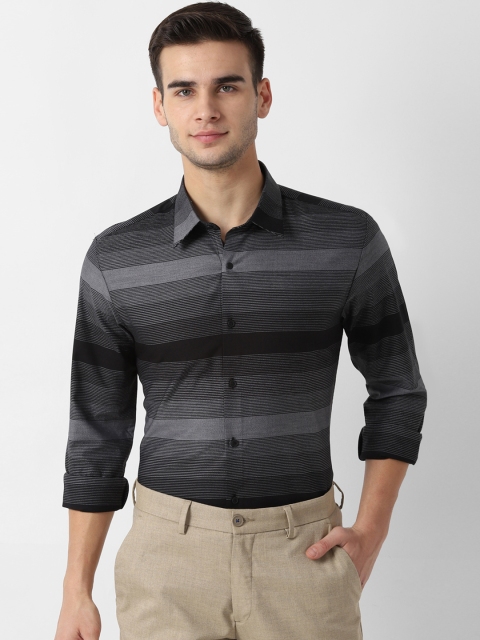 

Louis Philippe Sport Men Grey & Black Slim Fit Striped Casual Shirt