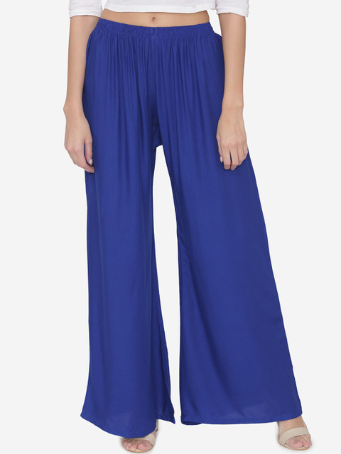 

N-Gal Women Blue Solid Wide Leg Palazzos