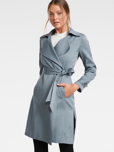 

Forever New Women Blue Solid Longline Trench Coat