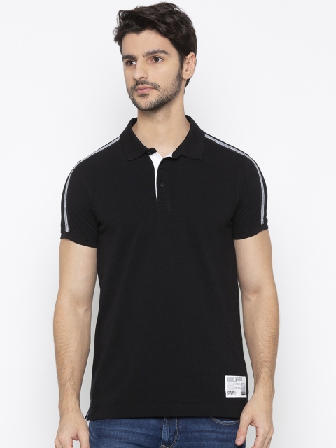 

SPYKAR Men Black Striped Polo Collar T-shirt