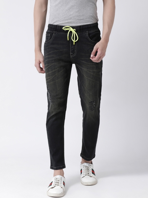 

REALM Men Black Slim Fit Mid-Rise Low Distress Jeans