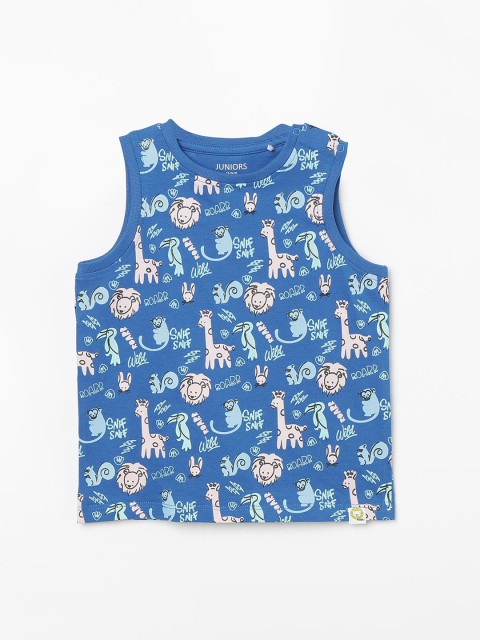 

Juniors by Lifestyle Infant Blue & White Printed Round Neck T-shirt