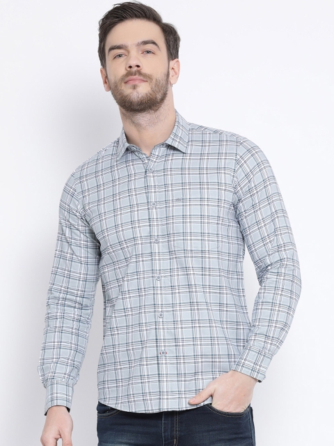

Monte Carlo Men Blue & White Slim Fit Checked Formal Shirt