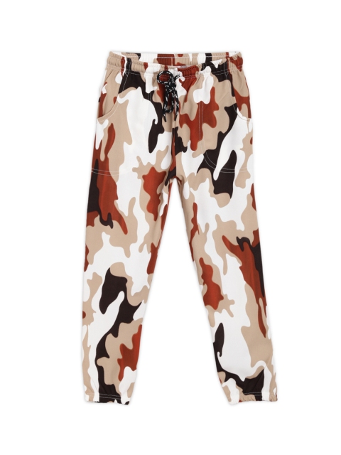 

SWEET ANGEL Boys Brown & Off-White Printed Joggers