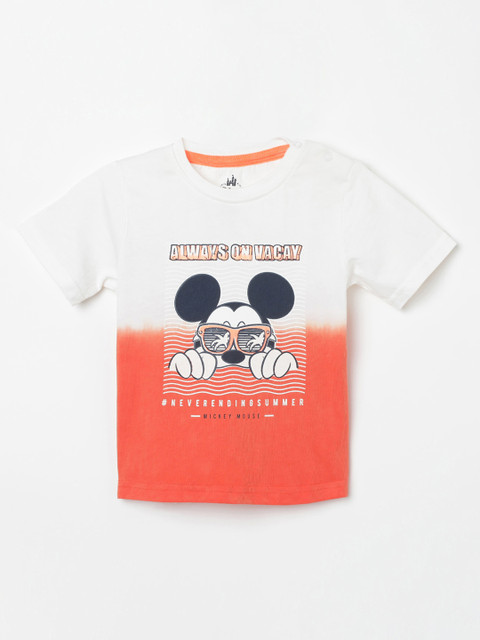 

Juniors by Lifestyle Infant Orange & White Colourblocked Round Neck T-shirt