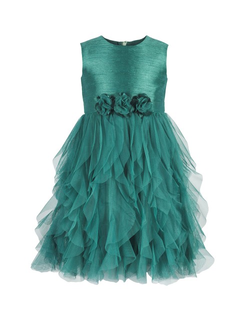 

Toy Balloon kids Girls Teal Green Solid Fit and Flare Dress