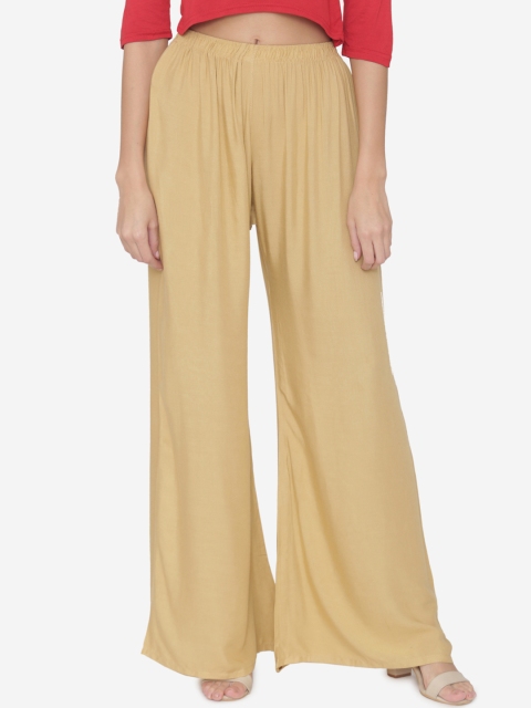 

N-Gal Women Beige Solid Wide Leg Palazzos