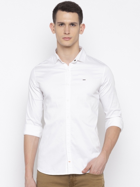 

SPYKAR Men White Slim Fit Solid Casual Shirt