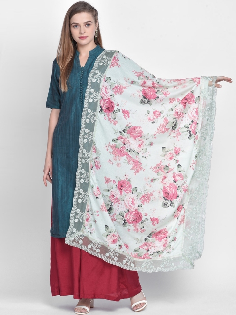 

Dupatta Bazaar Women Green & Pink Printed Dupatta