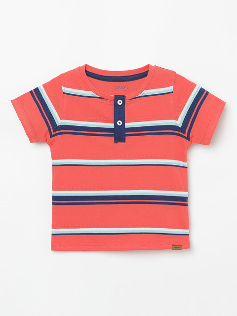 

Juniors by Lifestyle Infant Coral Pink & Blue Striped Henley Neck T-shirt