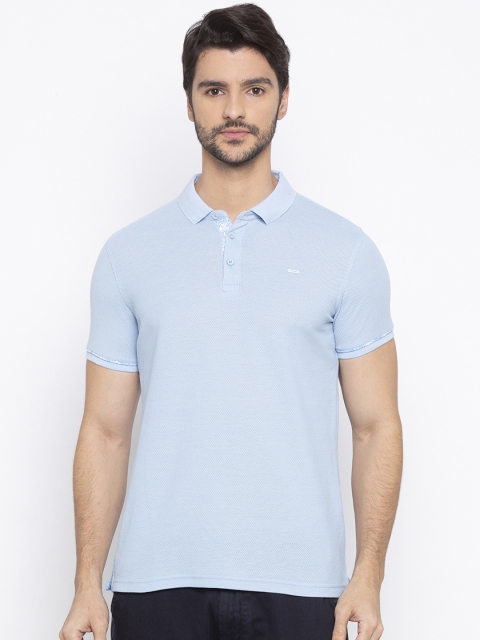 

SPYKAR Men Blue Solid Polo Collar T-shirt