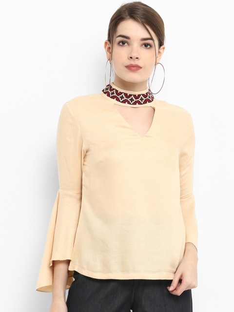 

FOSH Women Beige Printed Top