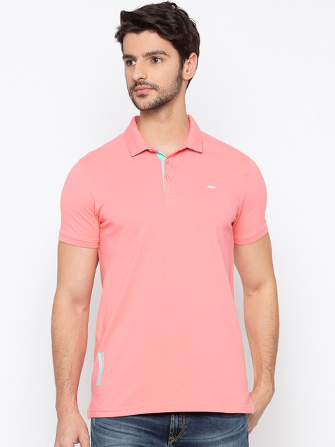 

SPYKAR Men Pink Solid Polo Collar T-shirt