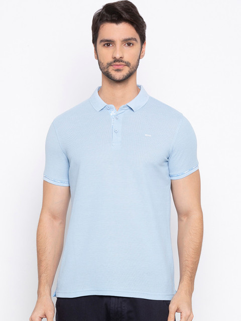 

SPYKAR Men Blue Solid Polo Collar T-shirt